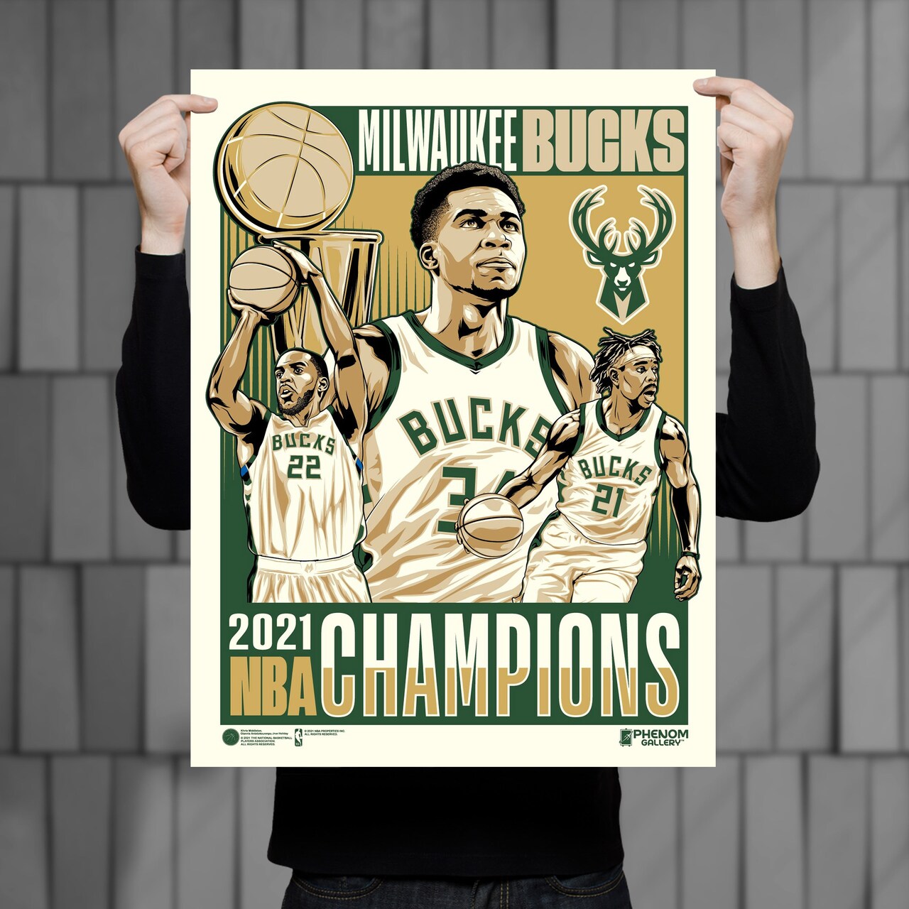 Phenom Gallery Milwaukee Bucks 2021 NBA Championship 18" x 24" Serigraph